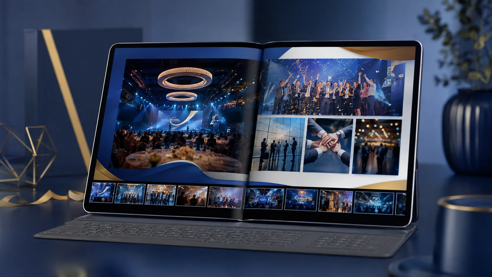 Digitales Fotobuch auf einem Tablet